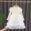 Vestidos de niña Bebé Niñas Encaje Lolita Suéter Vestido Manga larga Tejer Parche Tul Princesa Vestido Otoño Invierno Ropa Preciosa Causal Ropa