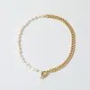 Kedjor Original smycken Natural Barock Freshwater Pearl 14k Gold Filled Female Asymmetry Halsband för kvinnor Födelsedagspresenter