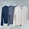 T-shirt à manches longues en Modal pour femme, pull robuste à col rond perlé, sous-couche de couleur unie, automne/hiver