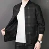 Vestes pour hommes Automne Veste à carreaux 2024 Casual Coupe-vent Manteau Hommes Streetwear Mode Collier Bomber Slim Vêtements d'extérieur