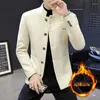 Abiti da uomo Boutique Colletto rialzato ispessito Blazer elegante Versione coreana casual della giacca da abito piccola in lana con tunica sottile per giovani