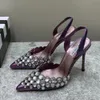 Rear sling stiletto heel Dress Shoes pumps Rhinestone decoration hollow out pointed toes party evening shoes women's Luxury designers high shoes factory footwear 02