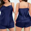 Lady Summer Chemise Pyjama Costume Nuit Tenue Grande Taille 4XL 5XL Sexy Femmes Satin Vêtements De Nuit Vêtements De Nuit Cami shorts 2Pcs Pyjamas 240106