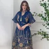 Vêtements ethniques Robe brodée Gland Patchwork Mousseline de soie Pressée Plis Mode Musulman Abaya pour femmes Dubai Pull Robe