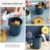Geschirr Kunststoff Servierutensilien Müslibecher Frühstückssuppe mit Deckel Tragbarer Löffel Milch Mikrowelle Kind