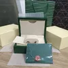 SW Rolex montre de luxe hommes montre boîte cas original intérieur extérieur femmes montres boîtes hommes montre-bracelet vert boîtes livret carte 1166102810