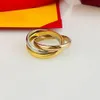 Anello di design Marchio di lusso Anello tricolore Anello Tendenza moda Anello in acciaio inossidabile per giovani coppie fidanzate Anello in acciaio al titanio di alta qualità