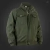 Men's Jackets Outdoor Durable Army Thick Turn-Down Collar And Single Breasted Casual Wear Mechanics Cargo Canvas