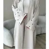 Ethnische Kleidung Dubai Open Abaya Muslimische Frauen Lieben Stickerei Kimono Maxikleider Türkei Lässiger Saudi-Kaftan Islam Eid Party Marokko-Kaftan