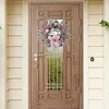 Couronne de fleurs décoratives de noël pour porte d'entrée, jolie guirlande de vigne à aiguilles floquées d'hiver, ventouses de fenêtre