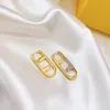 Модные женские дизайнерские серьги-гвоздики из 18-каратного золота, серьги F, простые обручи с бриллиантами и буквами, свадебные украшения для женщин, подарки для любви, 14 стилей
