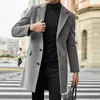 Herren-Wintermantel mit langen Ärmeln, Übergröße, Reverskragen, gepolsterte Lederjacke, Vintage-Stil, verdicktes Schaffell, Herren-Deckmantel 240106