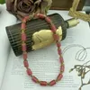 Halskette Ohrringe Set hochwertige Modemarke Schmuck Vintage rosa Perlen Glas Armband für Frauen