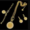 Nova resina de latão cola corrente colares pulseiras brinco conjunto banshee medusa cabeça retrato grécia meandro padrão áspero colar pulseira designer conjuntos de jóias gjk5