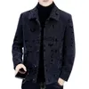 Men's Jackets Men Thermal Jacket Coat Thick Warm Lapel Single-breasted Winter Windproof Mid Length Casual For Fall