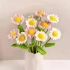 Decorative Flowers 12PCS Handmade Daisy Crochet Yarn Hook Flower Knitted Bouquet Birthday Gift Home Decorations Party Wedding Decor Durable