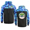 Men's Jackets Jacket Camouflage Outwear Bonzai Records Print Casual Hooded HipHop Large Size Zipper Outdoor Sweatshirt