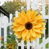 Decorative Flowers Sunflower Wreath Artificial Cloth Wall Decor Garland All Season For Outdoor Indoor Farmhouse Windows