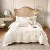 Conjuntos de ropa de cama Juego de bordado de flores elegantes de algodón 400TC Funda nórdica de grapas largas Fundas de almohada planas / ajustables