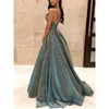 Casual Dresses Shiny Corset Wedding Party Dress for Women 2024 Sexig Strap V Neck Backless Evening Floor Längd Eelgant Graduation Gown