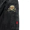 Kvinnors jeans retro y2k harajuku hip-hop brev broderade lösa denimbyxor för män och kvinnor gotiska hög midja bred