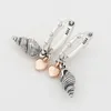 أقراط مسمار 925 sterling Silver Heart Conch Shell طوق للأزياء للنساء هدية المجوهرات DIY