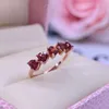 Cluster Rings Luxury Natural Garnet Gemstone 4 4mm Ring For Wedding Dating Lady Gift S925 Silver With Rose Gold Plating