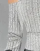 Kvinnors blusar pendlare stil pullover kall axelknapp dekor ribbad topp 2024 tidig vår senaste långa ärmar mager daglig t-shirt