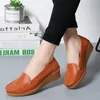 Flats Fashion 4,5 cm Absätze echtes Leder -Plus -Größe Moccasins Frau Schuhe Casual Slip on Nurse Women Sleader 240106