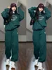 Stor marknadsföring Y2K American Autumn/Winter Women's Vintage Sportswear Set Running Loose Casual Hoodie and Pants Two-Piece Set 240106