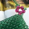 Abendtaschen Retro Achatgrün handgewebte Handkristallperlen für Frauen personalisierte hohle Damen-Umhängetasche Anpassung