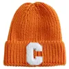 Sombrero de invierno Moda Letra C Logo Moda Calle Jersey Cúpula con puños Sombrero de lana tejido