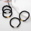 Braccialetti con ciondoli Bracciale con manubri in pietra lavica vulcanica nera naturale Bracciale con perline opache per donna Uomo Gioielli con bilanciere Fitness Pulseras