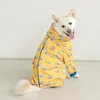 Quatro estações à prova de vento impermeável cão capa de chuva bonito impressão roupas para cães médio grande cães labrador quatro pernas com capuz casaco de chuva 240106