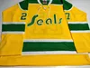 Anpassade Kalifornien Golden Seals Hockey Jersey #27 Gilles Meloche K1 Vintage Jerseys Yellow Stitched Eventuellt namnnummer S-5XL