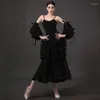 Stage Wear Fée Ballroom Robe de danse Femmes Black Lace Party Prom Valse Performance Costume Adulte Vêtements de compétition BL12205