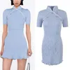 24-Self-Portrait Chinese Chinese Cheongsam Collar Rhinestone Blue Waist Dress Women