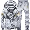 Hommes hiver survêtement ensembles sweats à capuche décontracté à capuche chaud sweat-shirt pantalon plus épais polaire veste pantalon 2 P Moleton Masculino 240106