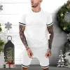 Survêtements pour hommes deux pièces ensemble été t-shirt décontracté et shorts hommes rayé costumes athlétiques mode à manches courtes