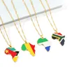 Hänghalsband Hip-Hop Africa Map Halsband Nigeria Kongo Somalia National Flag Color Matching Metal Emamel smycken Tillbehör gåva