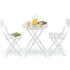 Camp Furniture Alpine Corporation 3-teiliges Bistro-Set für den Innen- und Außenbereich, Klapptisch und Stühle, Terrassensitzplätze, weiß