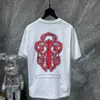 Classic t 2024Mens Shirt Heart Fashion Ch High Quality Brand Letter Sanskrit Cross Pattern Sweater T-shirts Designers Chromes Pullover Tops Cotton Tshirt s6II