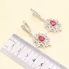 Necklace Earrings Set XUTAAYI Sterling Silver Wedding For Women Red Zircon Bracelet Pendant Ring Gift Box