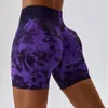 Tie Dye Seamless Fitness Shorts Kvinnor Hög midja Push Up Gym Scrunch Butt Workout Sport Tights Pants Running Yoga 240106