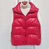 Gilet da donna 2024 Autunno Inverno Giù Gilet di cotone Coreano Allentato della ragazza Versatile Cappotto con colletto alla coreana Tempo libero all'aperto Bianco