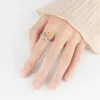 Cluster Rings Light Luxury 925 Sterling Silver Ring Sunflower Rotating Diamond Bee Fashion Compression Relieving Anxiety