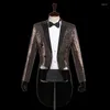 Мужские костюмы 2024, фрак, костюм для банкета, ночного клуба, блестки, модный универсальный индивидуальный тренд