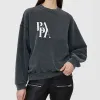 Pull américain AB à col rond pour femme, ample, délavé, tendance, décontracté, manches longues, manteau en peluche, à capuche, hiver