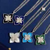 New Arrive Long Four Leaf Clover Pendant Sweater Chain Necklaces Designer Jewelry Gold Sier Mother of Pearl Green Flower Link Chain