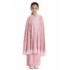 Ethnische Kleidung 2 Stücke Muslimische Kinder Mädchen Spitze Eid Mit Kapuze Hijab Abaya Robe Khimar Tops Rock Anzug Islam Gebet Kleidungsstück Kleid Kaftan Ramadan